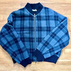 Like New Vince Plaid Bomber Jacket Women’s Black & Gray